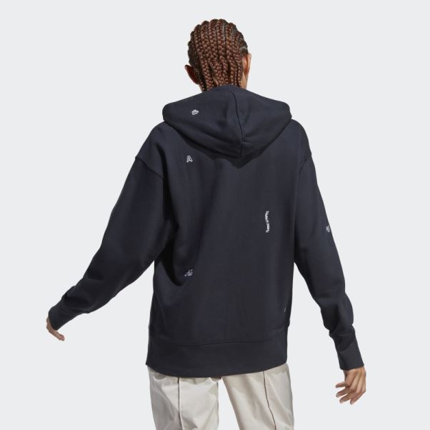 Sweat à Capuche Décontracté Adidas Noir Avec Graphismes Inspirés Des Cristaux De Guérison