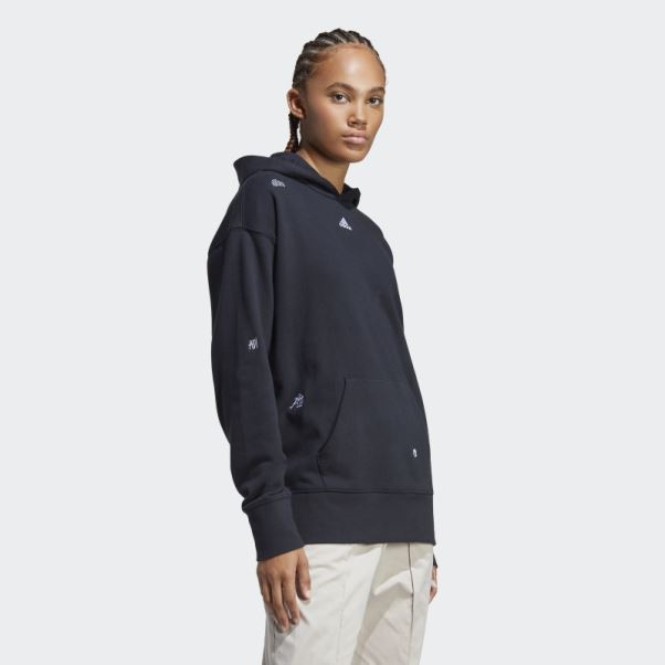 Sweat à Capuche Décontracté Adidas Noir Avec Graphismes Inspirés Des Cristaux De Guérison