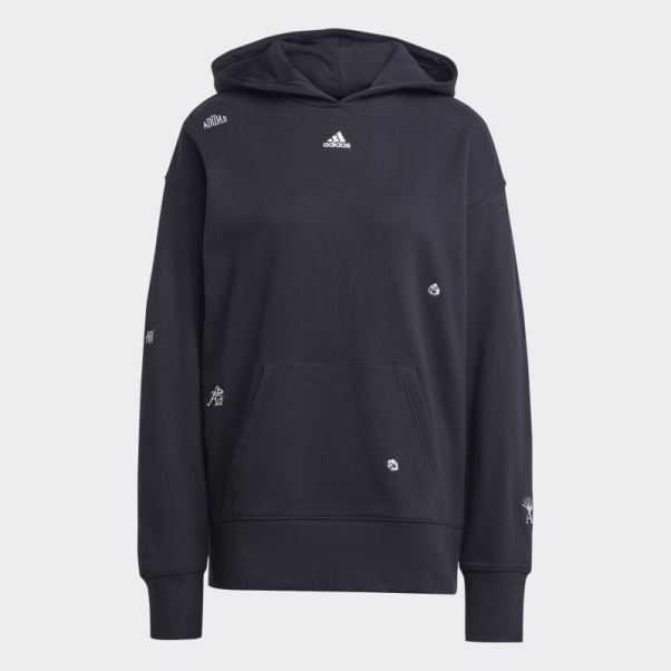 Sweat à Capuche Décontracté Adidas Noir Avec Graphismes Inspirés Des Cristaux De Guérison