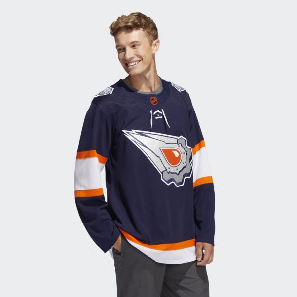 Maillot Oilers Authentique Reverse Retro Wordmark Bleu Marine 09 CCM-SLD Adidas