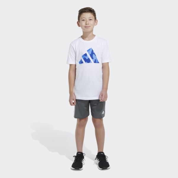 T-shirt Adidas Logo Ss Camo Blanc