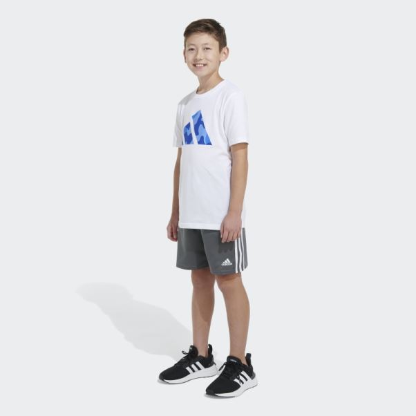 T-shirt Adidas Logo Ss Camo Blanc