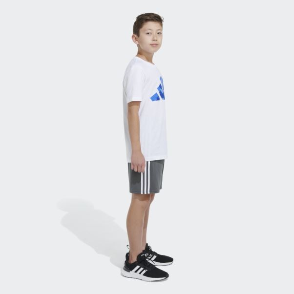 T-shirt Adidas Logo Ss Camo Blanc