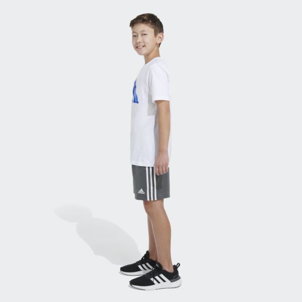 T-shirt Adidas Logo Ss Camo Blanc