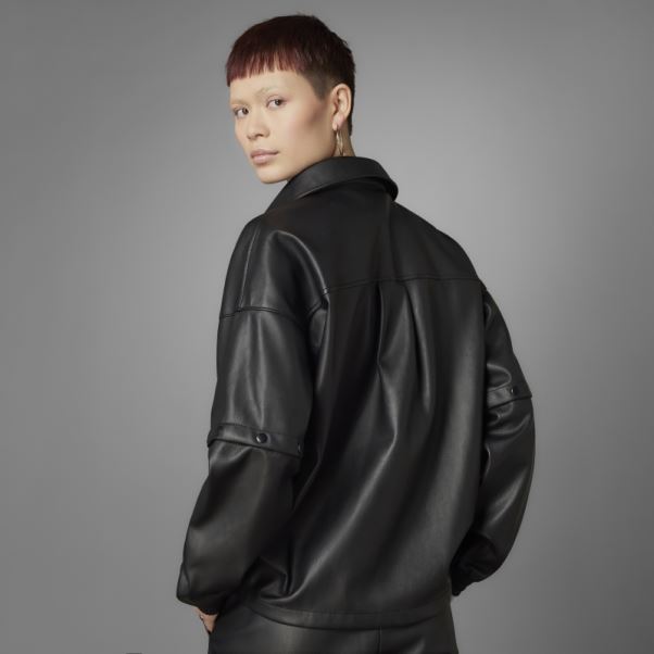 Adidas Always Original Veste De Survêtement En Faux Cuir Noir