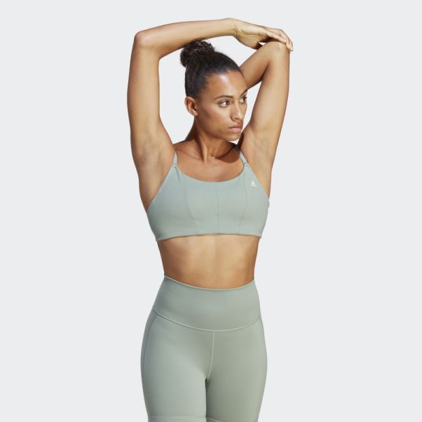 Soutien-gorge à Maintien Léger Yoga Studio Adidas Argent Vert