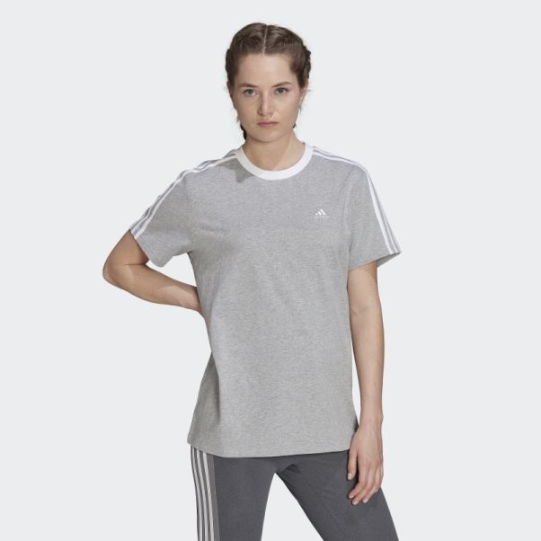 T-shirt Adidas Essentials 3 Bandes Gris Moyen