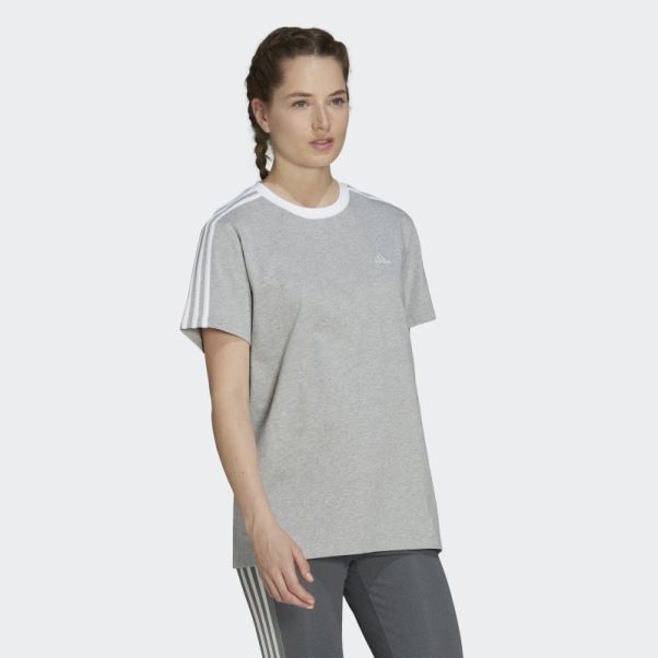T-shirt Adidas Essentials 3 Bandes Gris Moyen