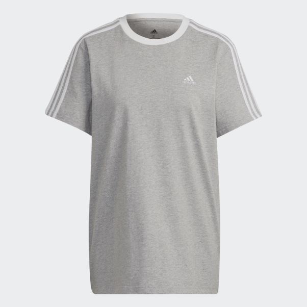 T-shirt Adidas Essentials 3 Bandes Gris Moyen