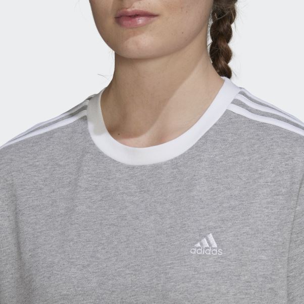 T-shirt Adidas Essentials 3 Bandes Gris Moyen