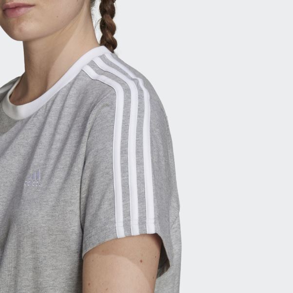 T-shirt Adidas Essentials 3 Bandes Gris Moyen
