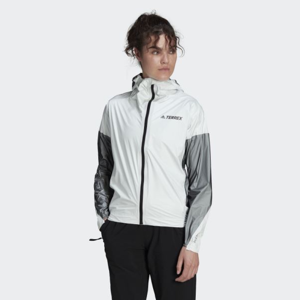 Veste De Pluie Adidas Terrex Agravic Pro Trois Couches Blanc