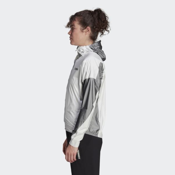 Veste De Pluie Adidas Terrex Agravic Pro Trois Couches Blanc