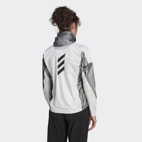 Veste De Pluie Adidas Terrex Agravic Pro Trois Couches Blanc