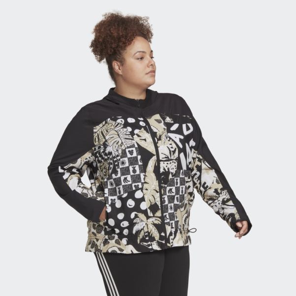 Coupe-vent Léger Décontracté Adidas Farm Rio (taille Plus) Noir