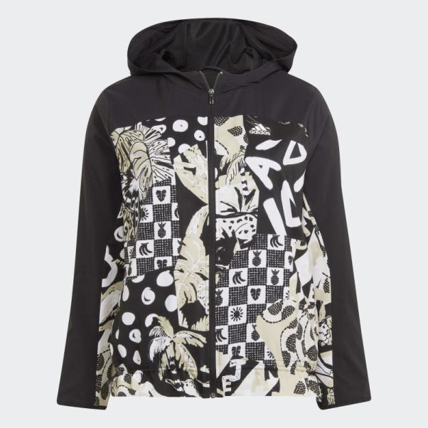 Coupe-vent Léger Décontracté Adidas Farm Rio (taille Plus) Noir
