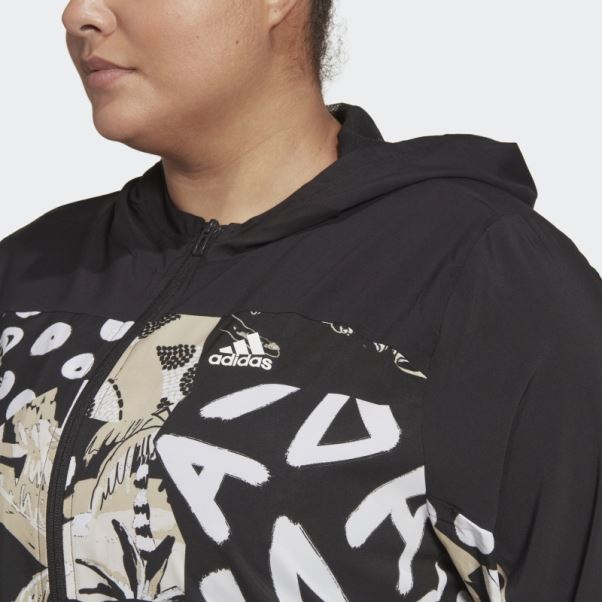 Coupe-vent Léger Décontracté Adidas Farm Rio (taille Plus) Noir