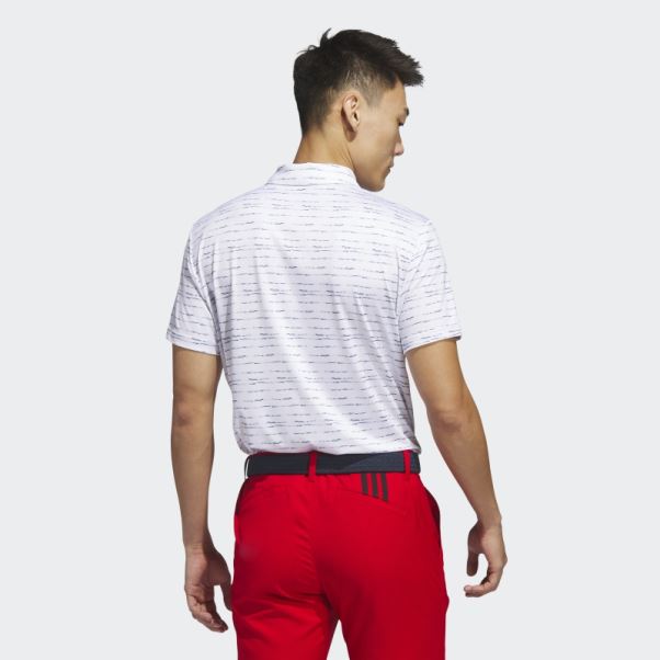 Adidas Polo De Golf Zip Blanc à Rayures