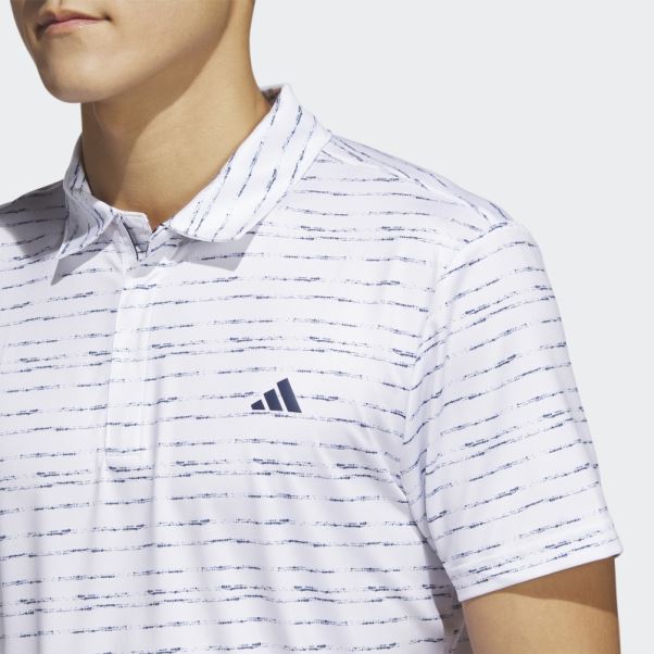 Adidas Polo De Golf Zip Blanc à Rayures