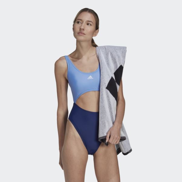 Maillot De Bain Adidas Colorblock Bleu