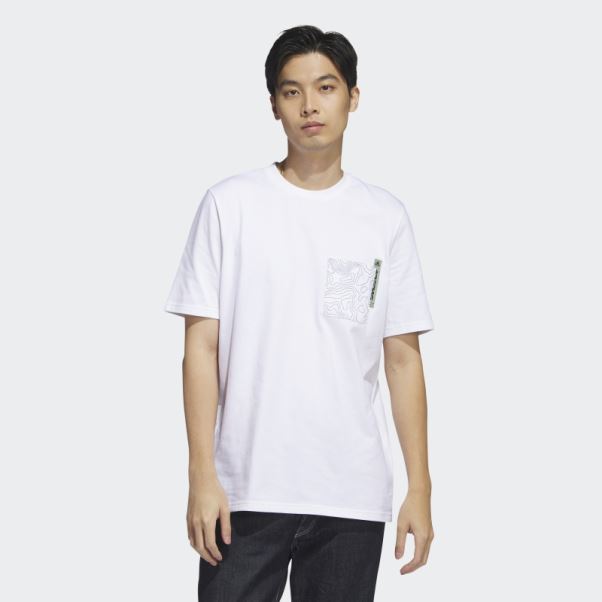 Adidas T-shirt City Escape Graphique Poche Blanc