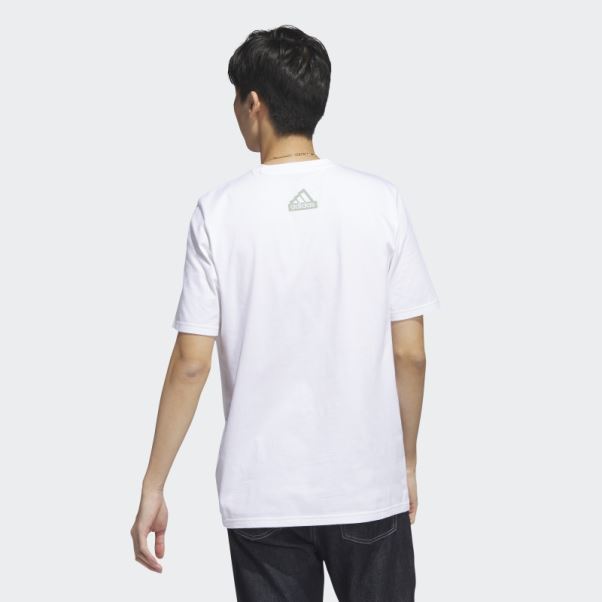 Adidas T-shirt City Escape Graphique Poche Blanc