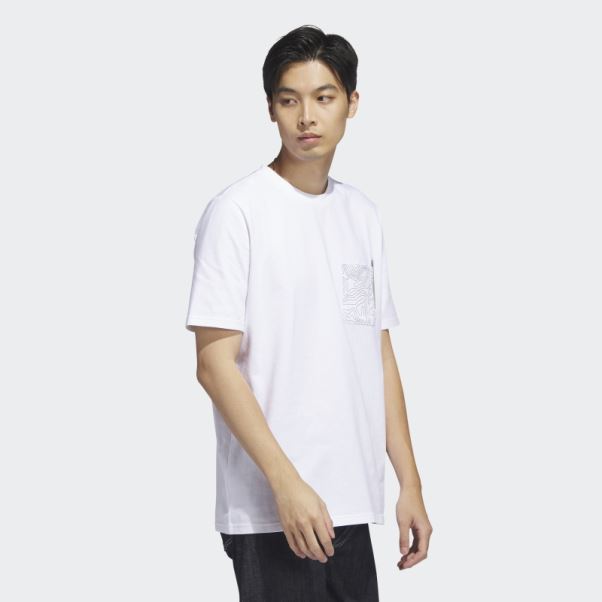 Adidas T-shirt City Escape Graphique Poche Blanc
