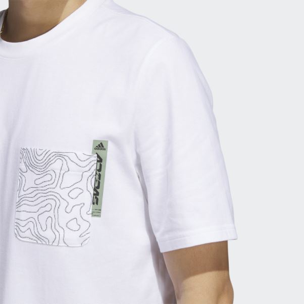 Adidas T-shirt City Escape Graphique Poche Blanc