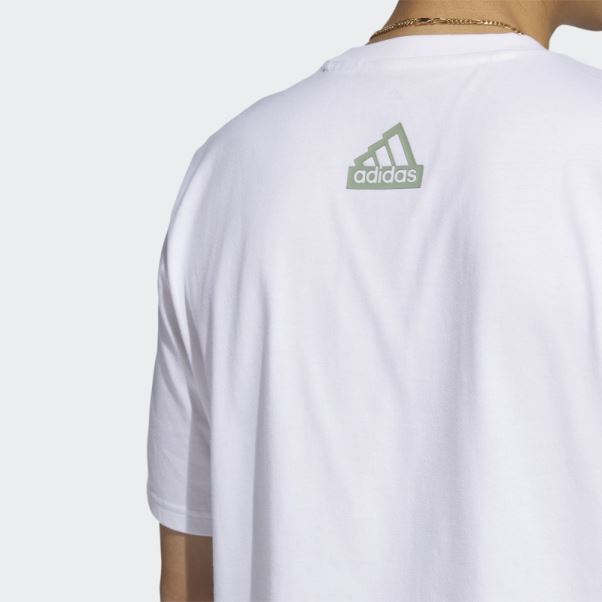 Adidas T-shirt City Escape Graphique Poche Blanc