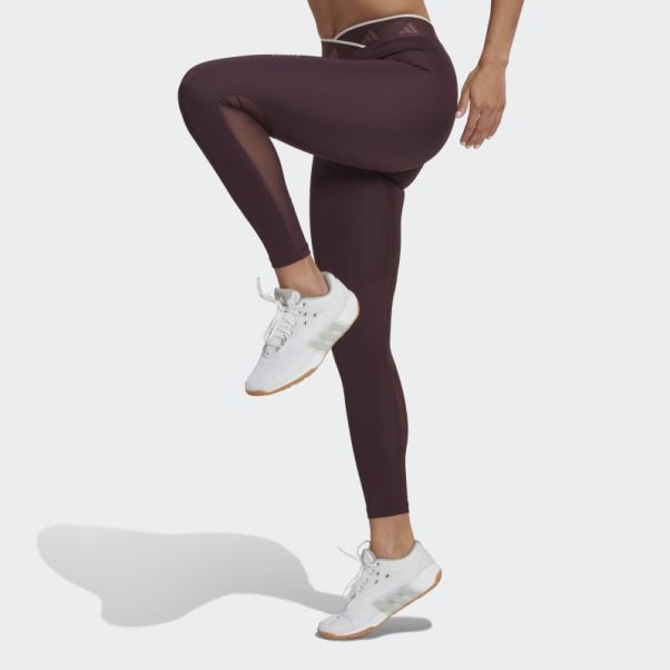 Adidas Techfit élastique En Forme De V 7/8 Leggings Bordeaux