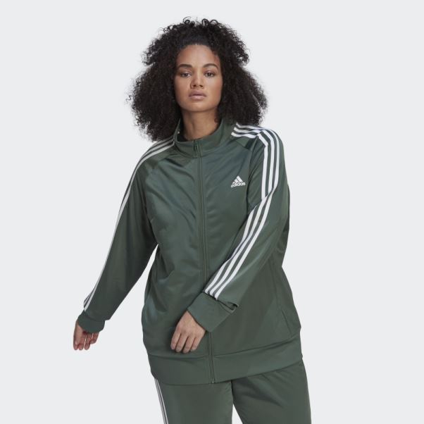 Vert Oxyde Adidas Essentials Warm-up Tricot Slim 3-stripes Track Jacket (taille Plus)