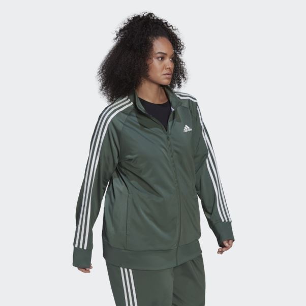 Vert Oxyde Adidas Essentials Warm-up Tricot Slim 3-stripes Track Jacket (taille Plus)