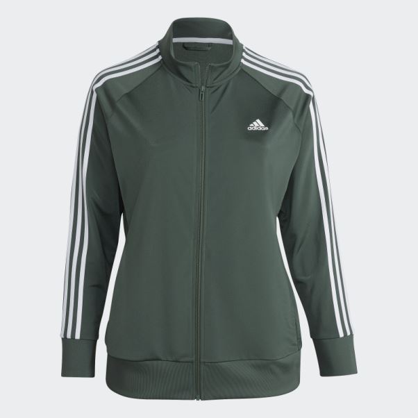 Vert Oxyde Adidas Essentials Warm-up Tricot Slim 3-stripes Track Jacket (taille Plus)