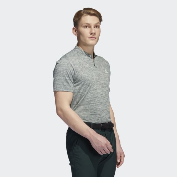 Polo Adidas Vert à Rayures Texturées