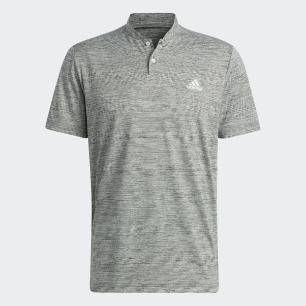 Polo Adidas Vert à Rayures Texturées