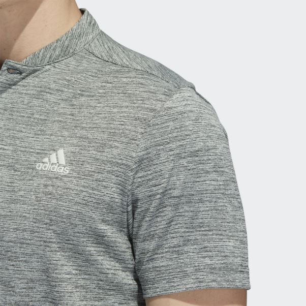 Polo Adidas Vert à Rayures Texturées