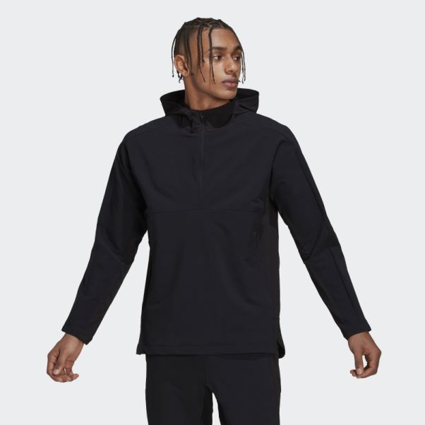 Sweat à Capuche Noir Zippé En Cordura D'entraînement Adidas