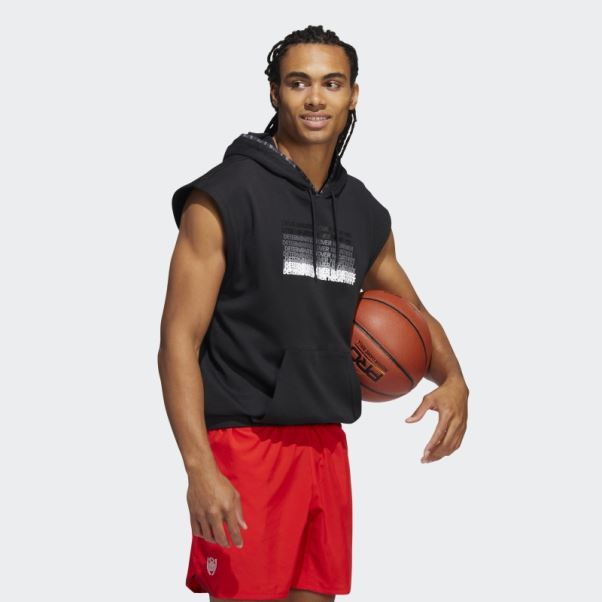 Donovan Mitchell Sweat à Capuche Manches Courtes Noir Adidas