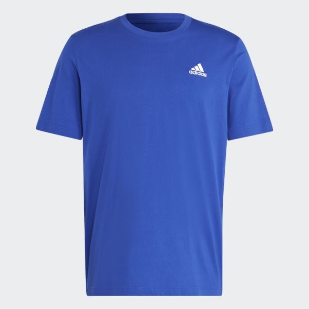 Adidas Essentials Single Jersey Brodé Petit Logo T-shirt Bleu