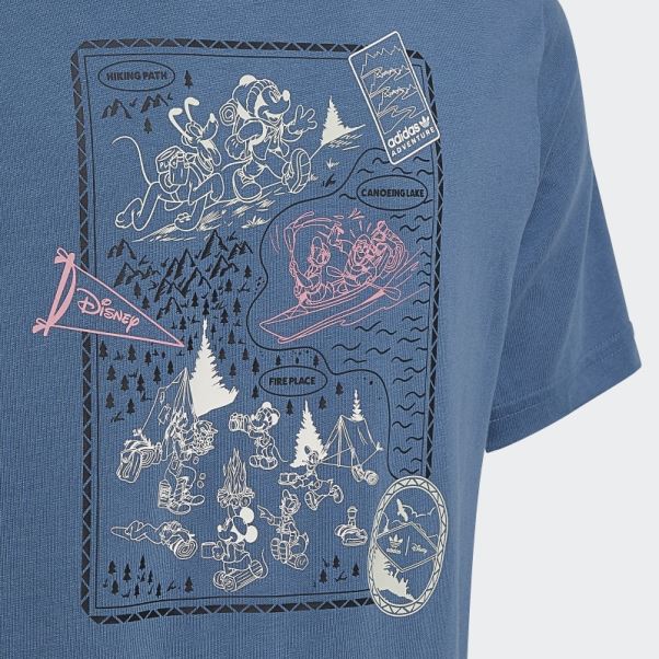 T-shirt Adidas Disney Mickey Et Ses Amis Altéré Bleu