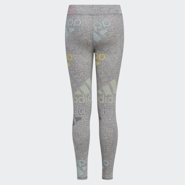 Collants Imprimés Allover Brand Love Adidas Gris Moyen