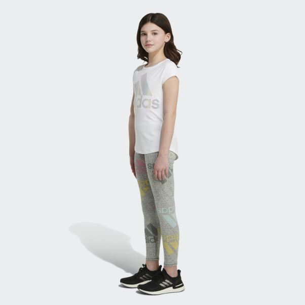 Collants Imprimés Allover Brand Love Adidas Gris Moyen