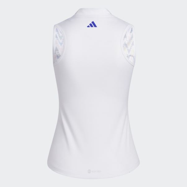 Polo Sans Manches Imprimé Adidas Heat.rdy Blanc