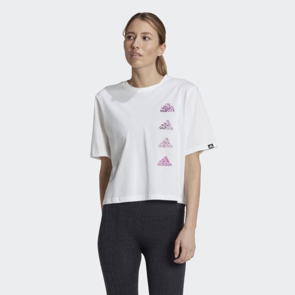 T-shirt Graphique Adidas Aeroready Training Crop Blanc