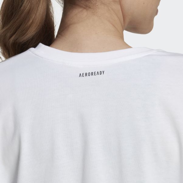 T-shirt Graphique Adidas Aeroready Training Crop Blanc