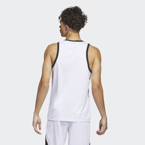 Débardeur Adidas Legends Basketball 3 Bandes Blanc Mode