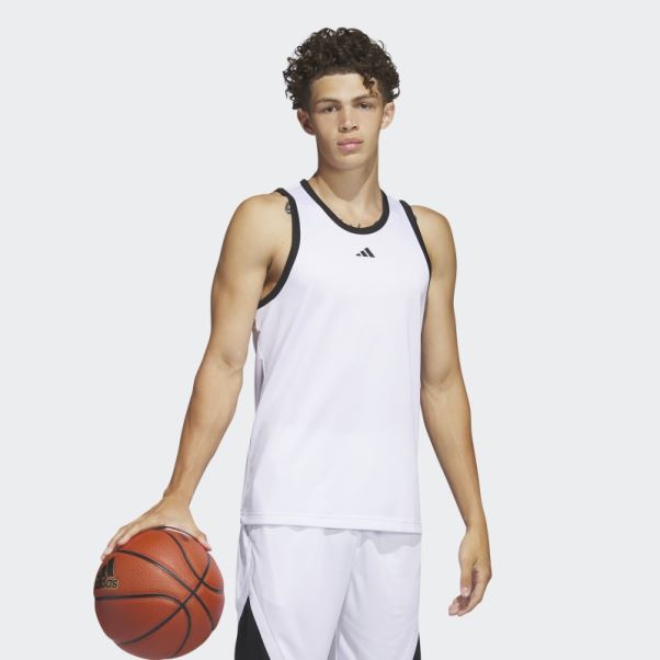 Débardeur Adidas Legends Basketball 3 Bandes Blanc Mode