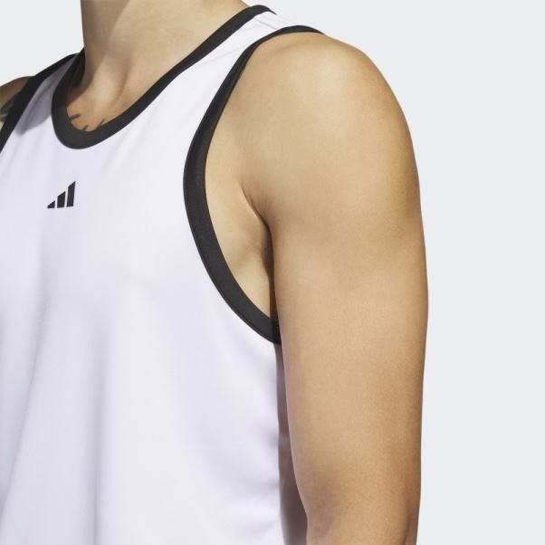 Débardeur Adidas Legends Basketball 3 Bandes Blanc Mode