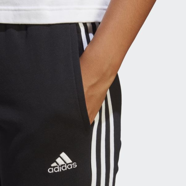 Pantalon à Revers En Molleton à 3 Bandes Essentials Noir Adidas