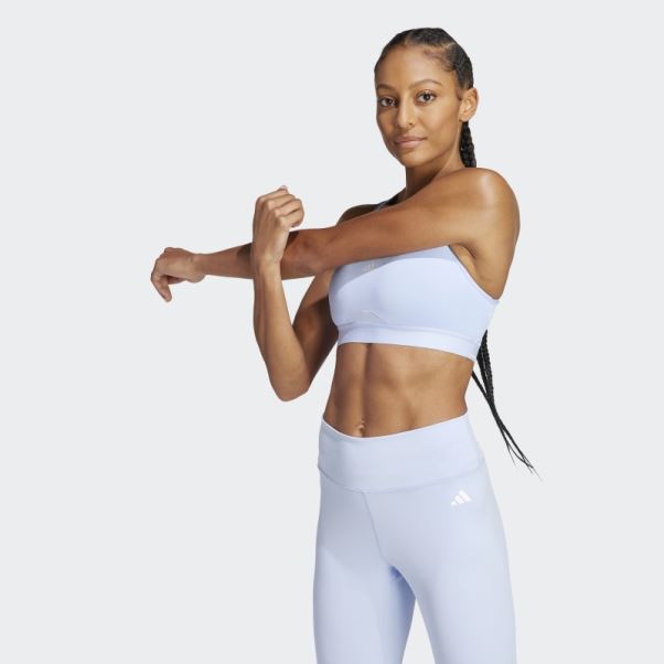 Soutien-gorge à Maintien Moyen Adidas Powerreact Training Bleu Aube
